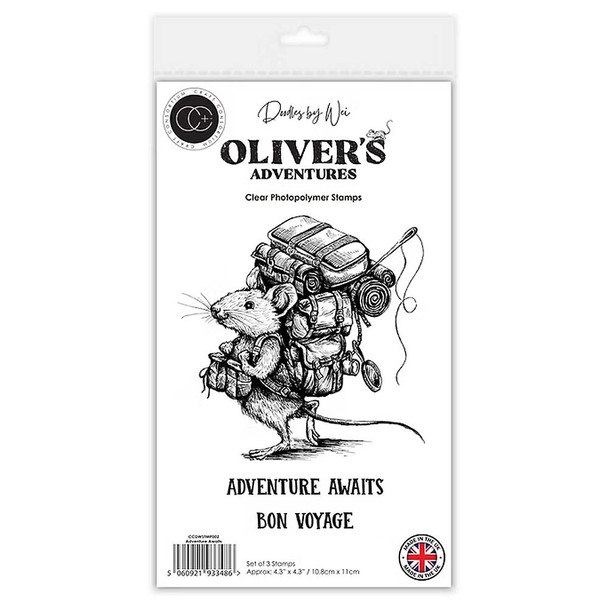 Oliver's Adventures Polymerphoto Cling Stamps | Adventure Awaits | Doodles by Wei