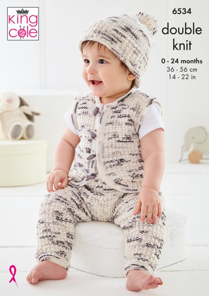 Baby Set knitting Pattern | King Cole | Dot Dot Dash DK 6534