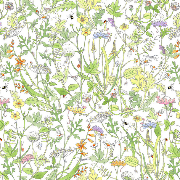 Wildflower Meadow on White | Mouseplay | Anita Jeram