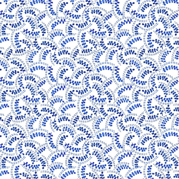 Blue Fronds on Cream | A994.B | Stuart Hillard | Porcelain and Sea Glass