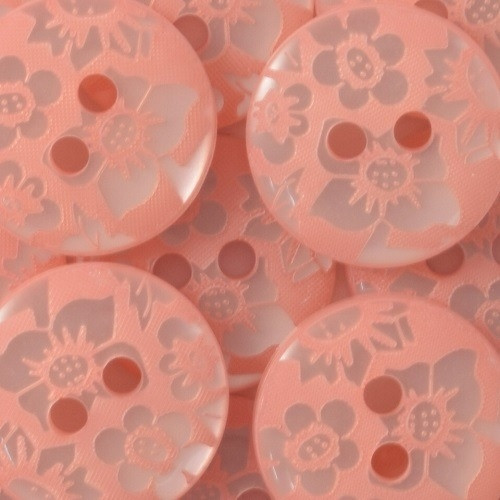 Buttons | 15mm | 2 Hole | Floral Pink