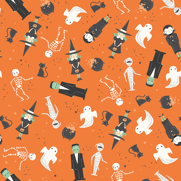 Monster Scatter on Orange | Frank and Friends | My Minds Eye | 17470-ORANGE