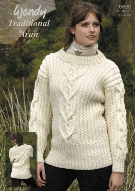 Ladies Cabled Sweater Aran Patterns | Wendy Traditional Aran 5639