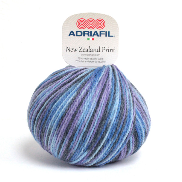 Adriafil New Zealand Print Multicoloured Knitting Yarn, 100g | Shades 44 Multicolour Blue