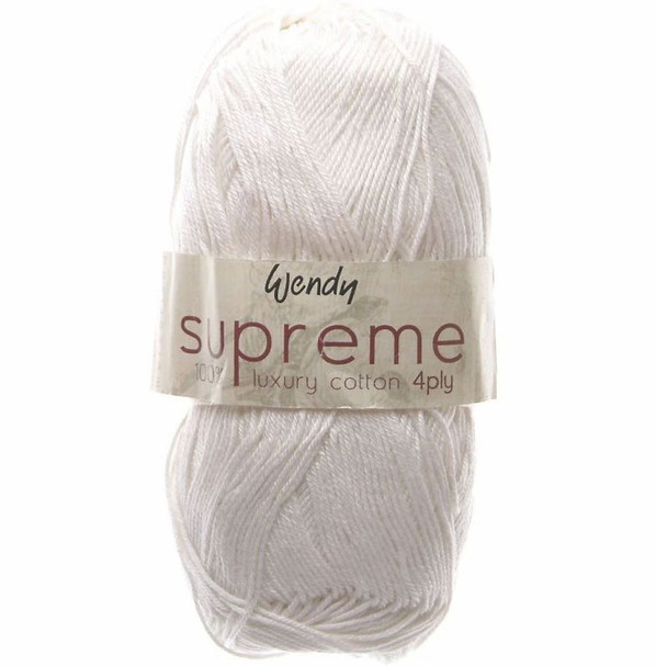 Wendy Supreme Luxury Cotton 4 Ply Knitting Yarn, 100g Balls | Cream 1851