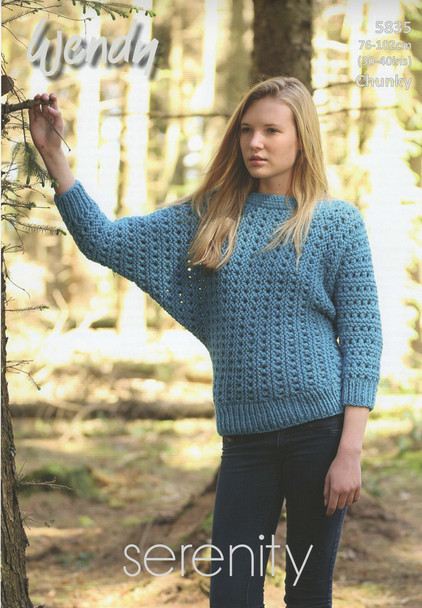 Ladies Batwing Sweater Chunky Pattern | Wendy Serenity Chunky 5835