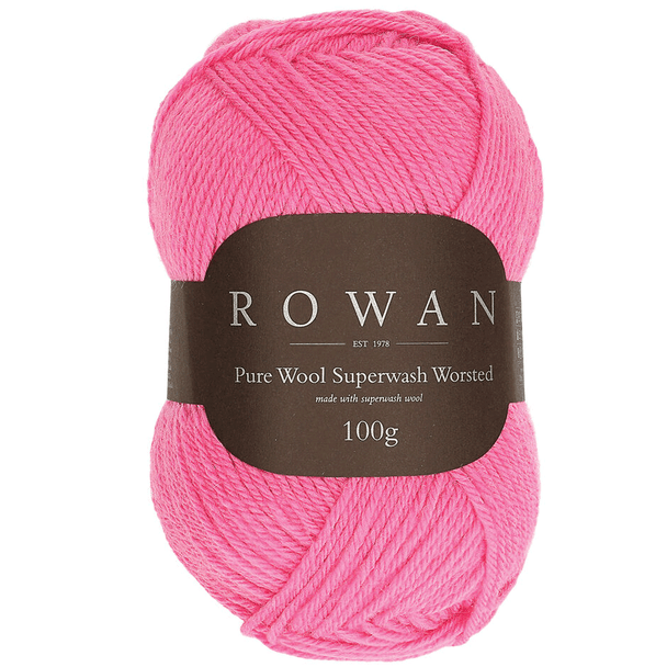 Rowan Pure Wool Superwash Worsted Knitting Yarn, 100g - 195 Rose