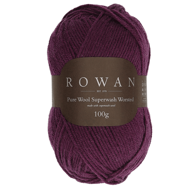 Rowan Pure Wool Superwash Worsted Knitting Yarn, 100g - 198 Eggplant