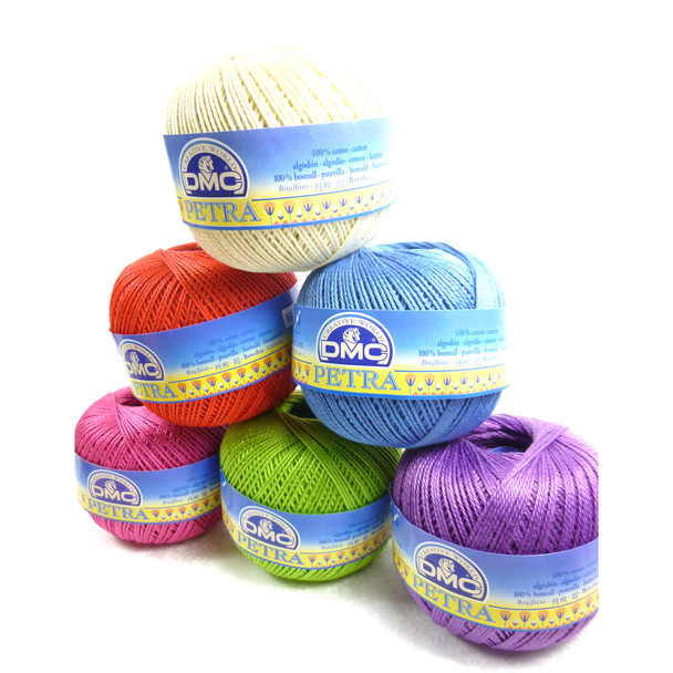 DMC Petra Crochet Thread 3 Tkt - Selection of colours, in a pyramid