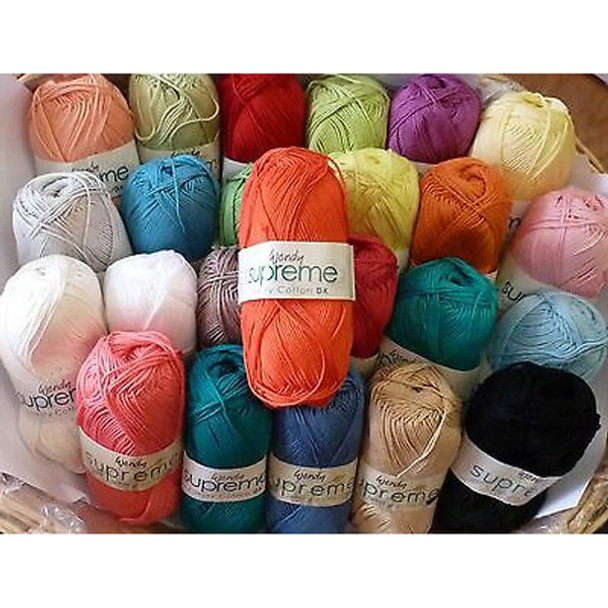 Wendy Supreme Luxury Cotton DK Knitting Yarn, 100g Balls | Various Shades - Main Images