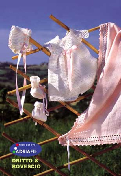 Dress, Bonnet and Booties Pattern | Adriafil Avantgarde - Free Downloadable Knitting Pattern 30 - Main image
