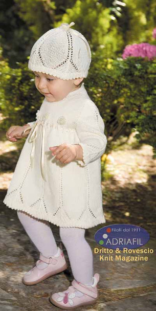 Donatell Set (Dress & Hat) Knitting Pattern using Adriafil Genziana Yarn | Free Downloadable Pattern - Main image