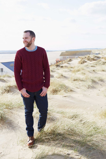 Mans Cabled Sweater in Falkland Aran by Debbie Bliss