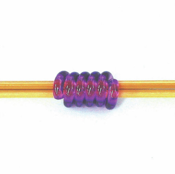  Clover Coil Knitting Needle Holders - Small (Pack of 5 Different Colours) - Holder in use