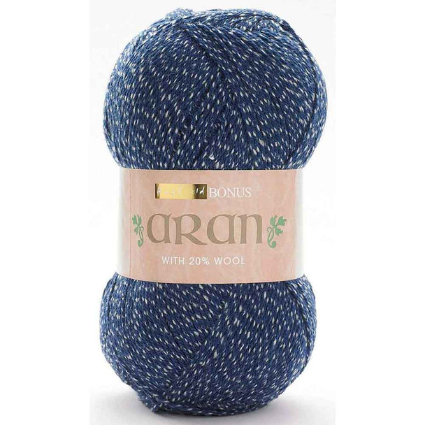 Sirdar Hayfield Bonus Aran with Wool Knitting Yarn, 400g Balls  | 707 Indigo Twist