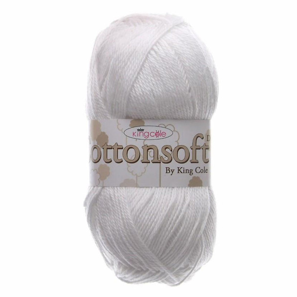  King Cole Cottonsoft DK Knitting Yarn, 100g Balls | 710 White