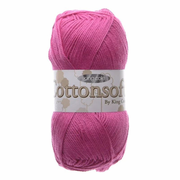  King Cole Cottonsoft DK Knitting Yarn, 100g Balls | 1848 Hot Pink