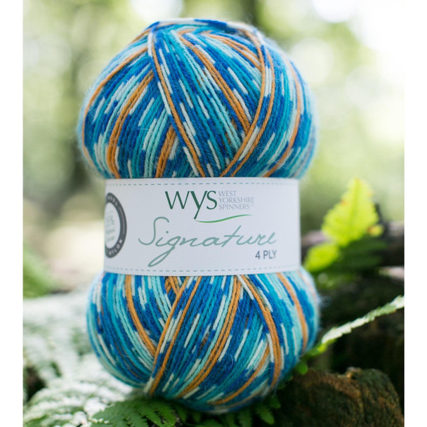 WYS Signature 4 Ply Sock Yarn, 100g Balls | Country Bird Collection - Kingfisher