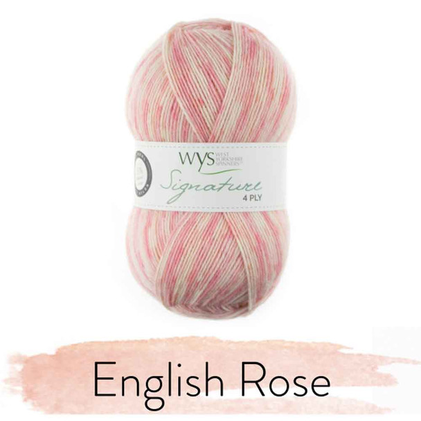 WYS Signature 4 Ply Knitting Yarns, 100g Balls | Florist Range  - English Rose
