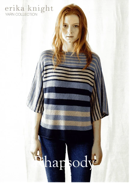 Rhapsody, Stripey T shirt Knitting Pattern | Erika Knight Studio Linen