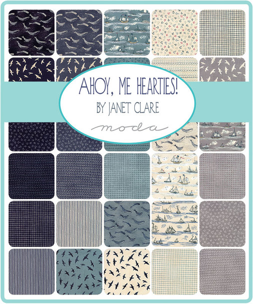 Ahoy Me Hearties Fabric Patterns | Janet Clare | Moda Fabrics | Jelly Roll Fabric Pack  - Fabric patterns in the collection