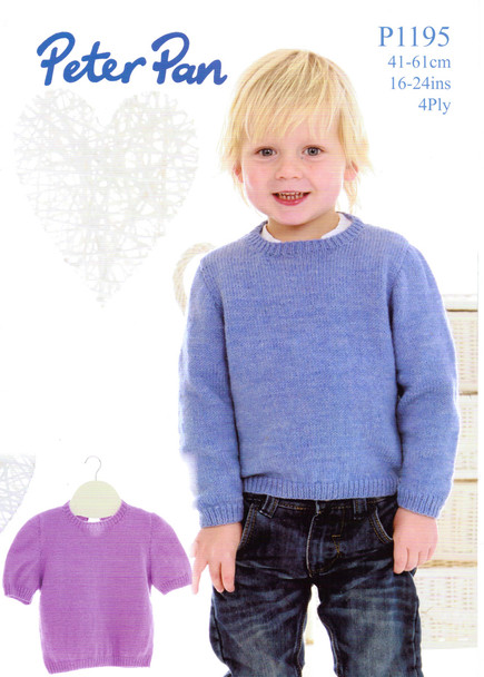 Long and Short Sleeved Sweaters 4 Ply Knitting Pattern | Peter Pan 4 Ply 1195