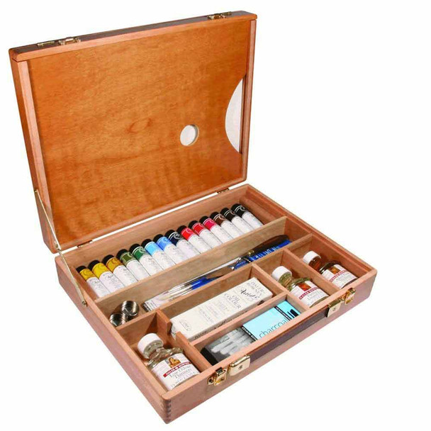 Daler Rowney Artists Oil Colour Deluxe Wooden Box Set - The inside