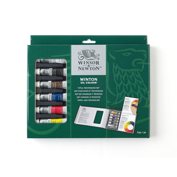Winsor & Newton Winton Oil Colour Book & Paints | Tips & Tricks Book | 8 Paints & Instruction Book - The box
