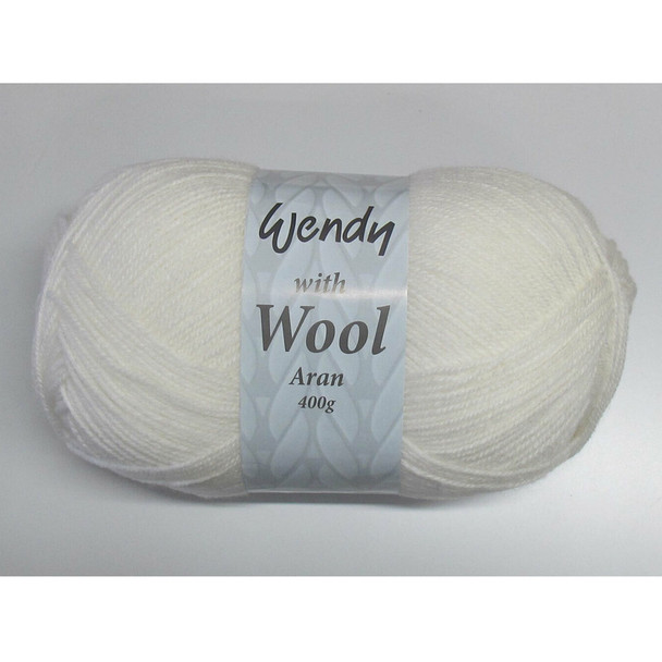 Wendy Aran with Wool | 400g Balls Knitting Yarn | 5500 White