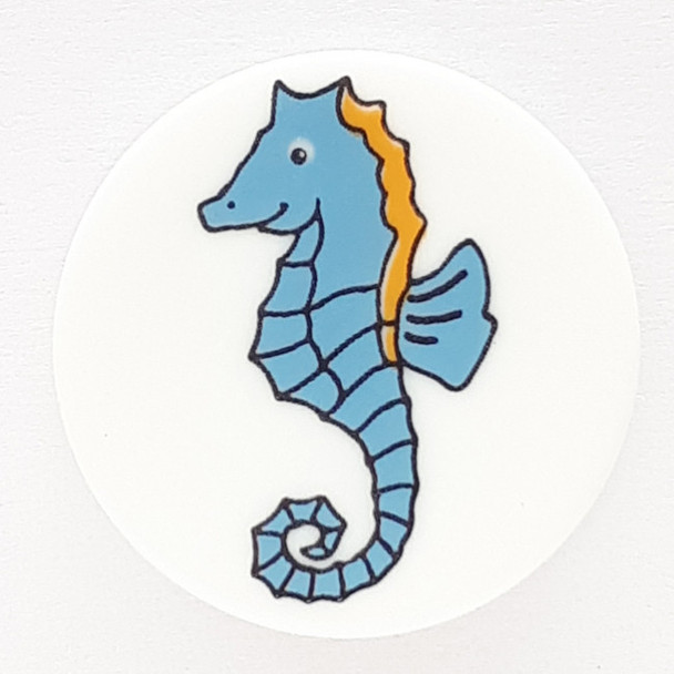 Dill Buttons | Blue Seahorse on white | 17 mm