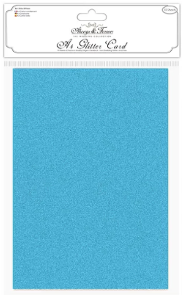 Craft Consortium | Always & Forever | Non Shedding A4 Glitter Card | Turquoise Blue