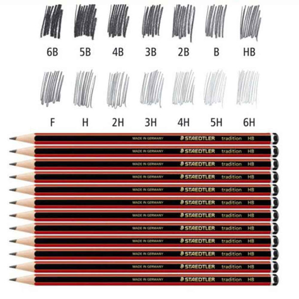 Staedtler Tradition Wooden Pencil (Red & Black) - all grades