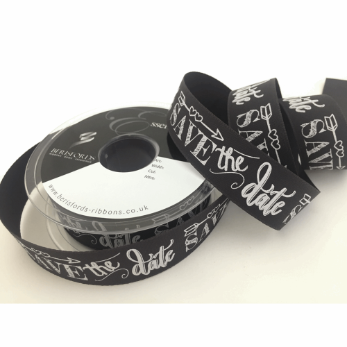 Berisfords | Save the Date Ribbon | 25mm | Half Metre Lengths
