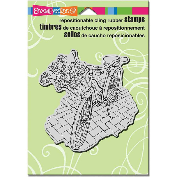 Stampendous Fran's Cling Rubber Stamp | Bicycle Basket | 9x9cm