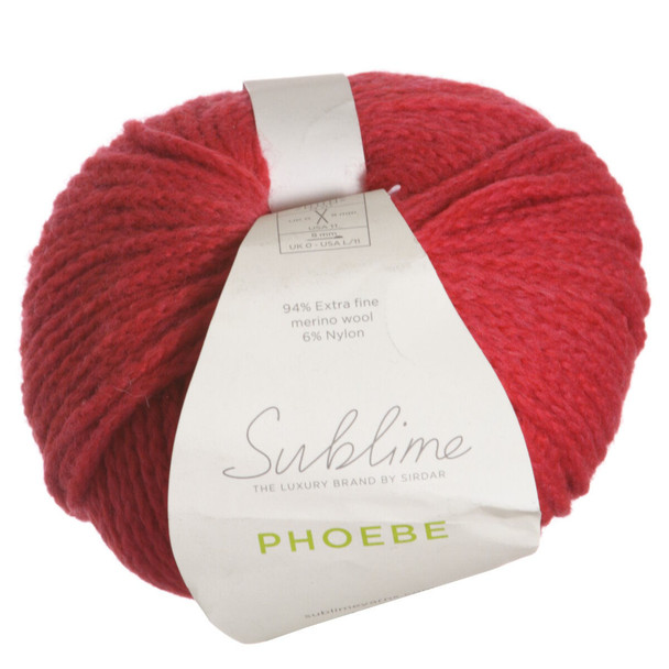 Sublime Phoebe Chunky Knitting Yarn, 50g Balls | 535 Crimson