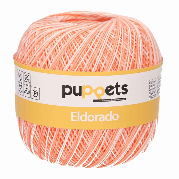 Puppets Eldorado 12 Tkt Crochet Cotton Yarn, 50g | 0032 Variegated Pale Pink