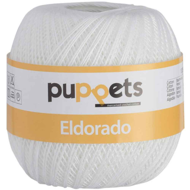 Puppets Eldorado 6 Tkt Crochet Cotton Yarn, 100g | 7001 White