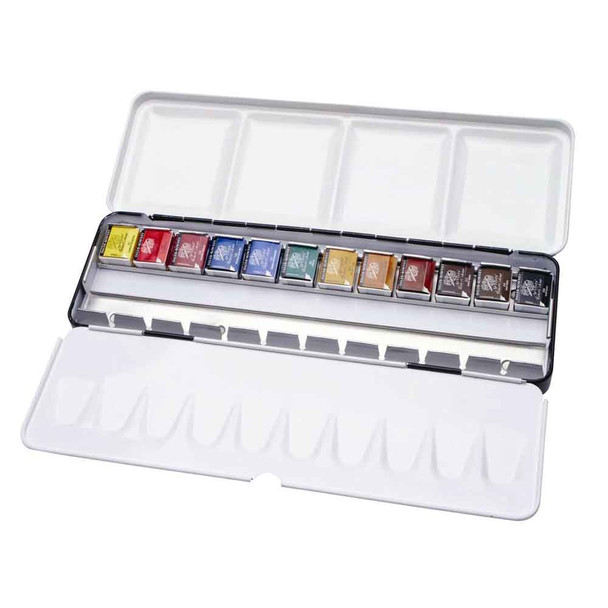 Daler Rowney Artists  12 Half Pan Watercolours Metal Case