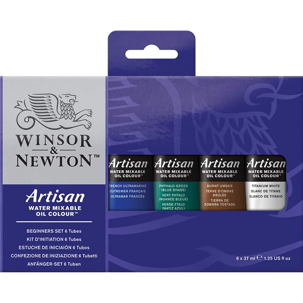 Winsor & Newton Artisan Water Mixable Oils Beginner Set 37ml 6pc - Front View