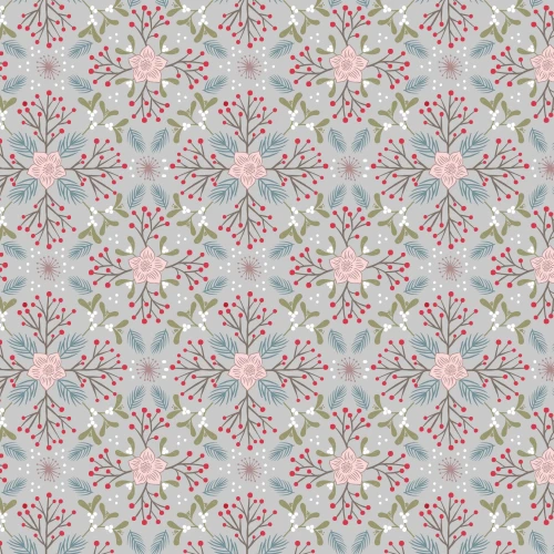 Winter in Bluebell Wood | Lewis and Irene | C45.2 | Winter Floral Grey | Half Metre Units