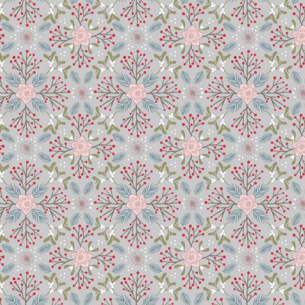 Winter in Bluebell Wood | Lewis and Irene | C45.2 | Winter Floral Grey | Half Metre Units