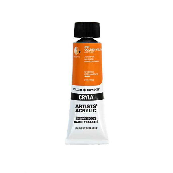 Daler Rowney Cryla Artists Acrylic, 75ml Tubes | Golden Yellow (Series B)