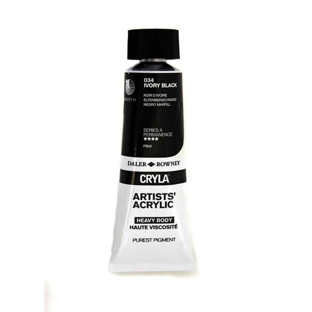 Daler Rowney Cryla Artists Acrylic, 75ml Tubes | Ivory Black (Series A)