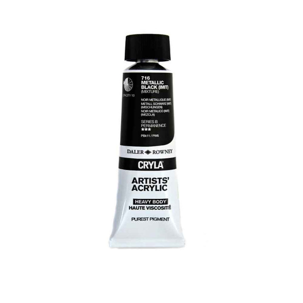 Daler Rowney Cryla Artists Acrylic, 75ml Tubes | Metal Black Imitation (Series B)