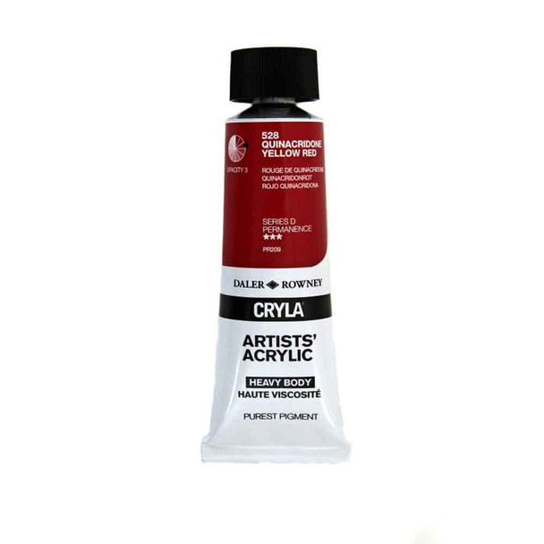 Daler Rowney Cryla Artists Acrylic, 75ml Tubes | Quinacridone Yellow/Red Shade (Series D)