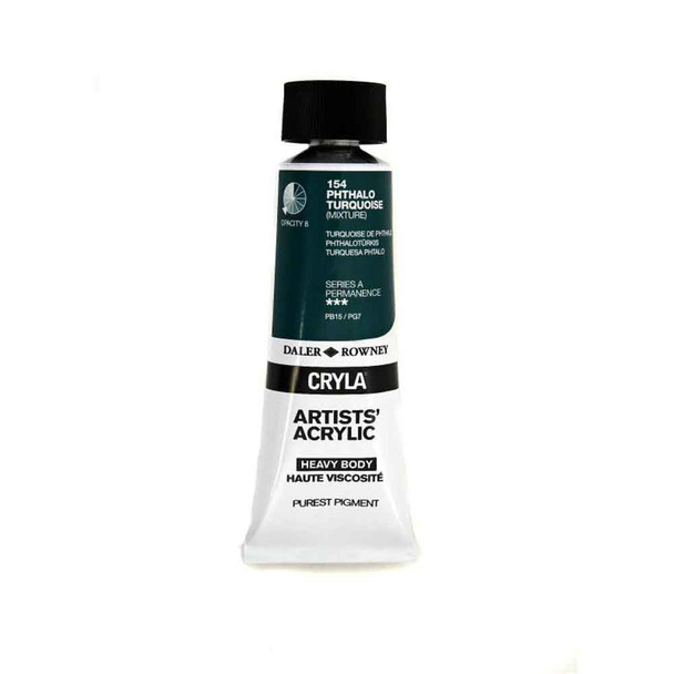 Daler Rowney Cryla Artists Acrylic, 75ml Tubes | Phthalo Turquoise (Series A)