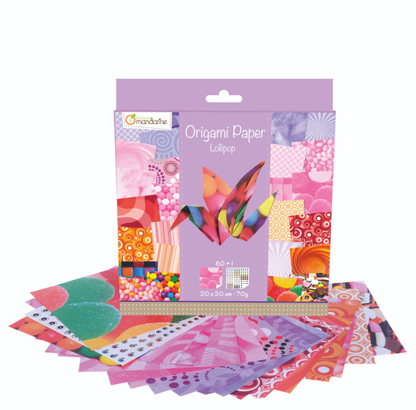  'Lollipop', 20 x 20 cm, 70g Origami Paper | 60 sheets + 1 Eye Sticker Sheet (ORI20LOL)