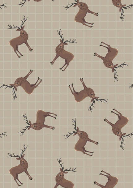 Celtic Coorie | Lewis and Irene | A417.1| Stags on beige check