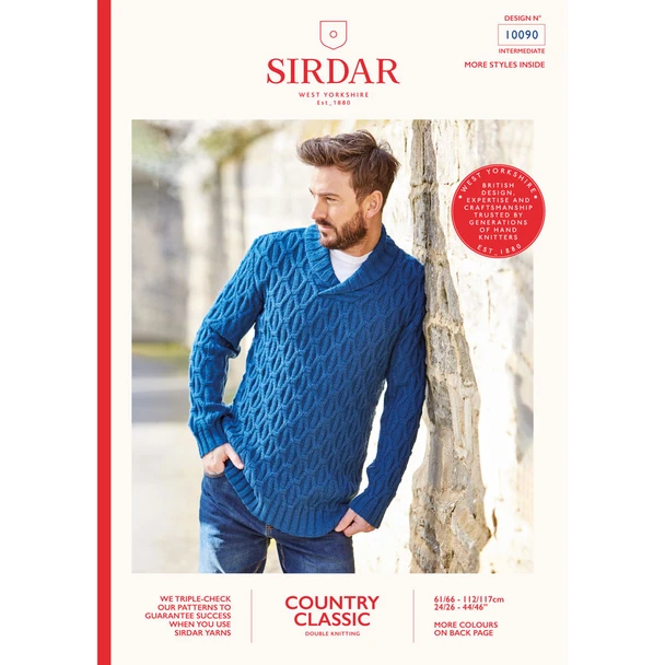 Men’s Shawl Neck Sweater | Sirdar Country Classic DK | Pattern No. 10090