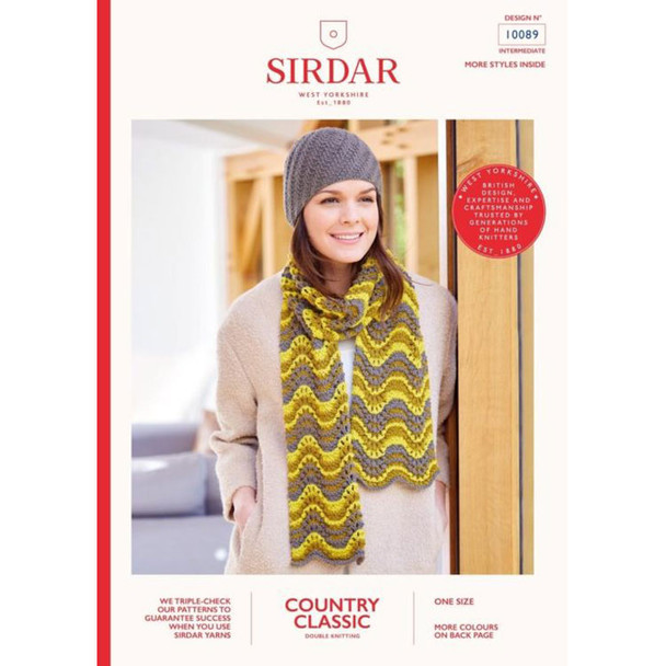 Adults Hat & Scarf Knitting Pattern | Sirdar Country Classic DK | Pattern No. 10089